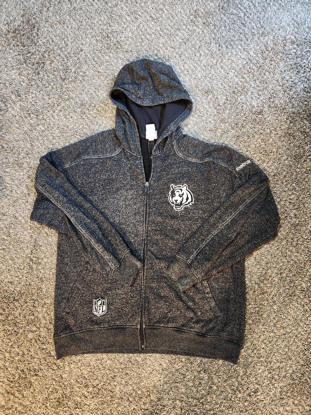 Vintage Reebok Cincinnati Bengals Zip Up Hoodie Size Large